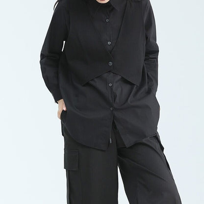 Fake-Layered Vest Collared Shirt【TR3135】