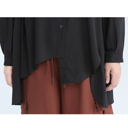Asymemtry Pleats Collared Shirt【TR3136】