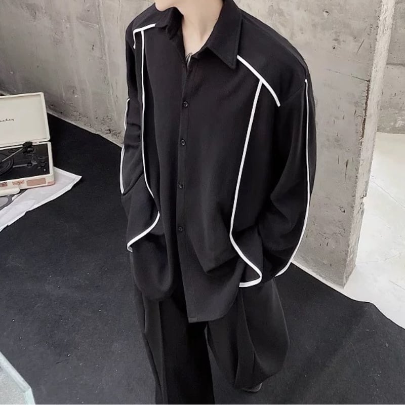 Contrast Piping Collared Shirt【TR3342】