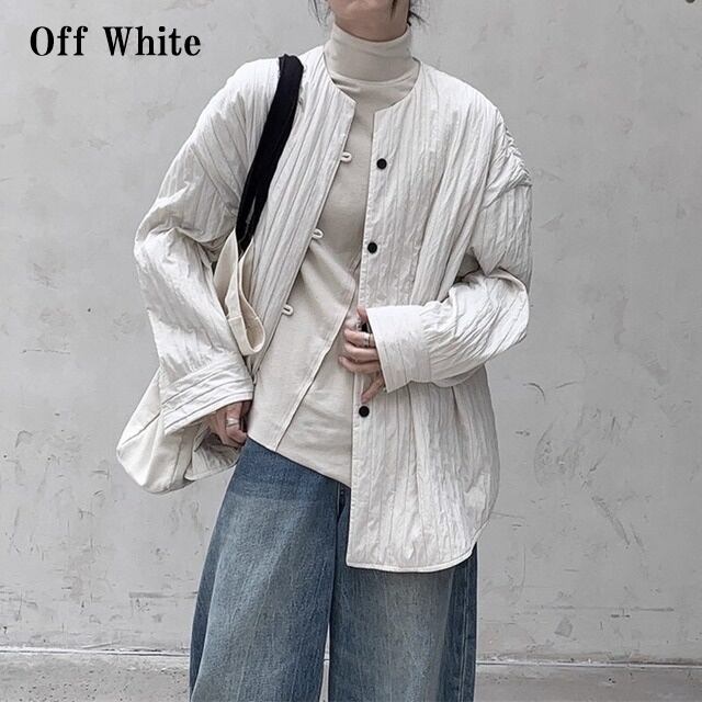No-Collar Pleats Jacket【TR3101】
