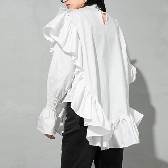 Stand Collor Frilled Shirt【TR0438】