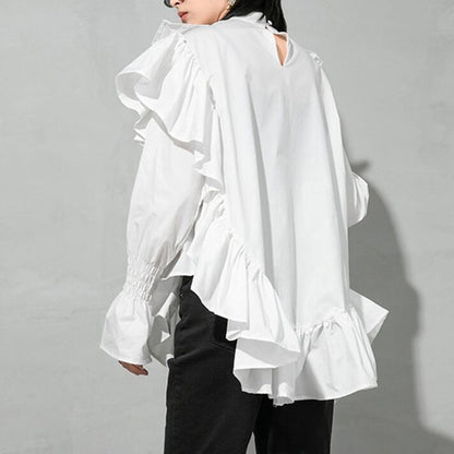 Stand Collor Frilled Shirt【TR0438】