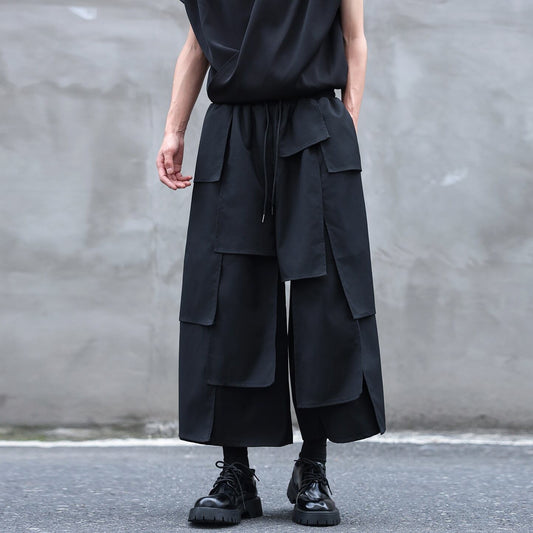 Patchwork Ankle Wide Pants【TR3320】
