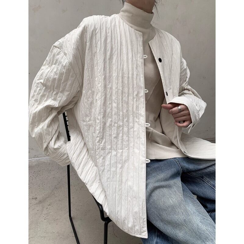 No-Collar Pleats Jacket【TR3101】