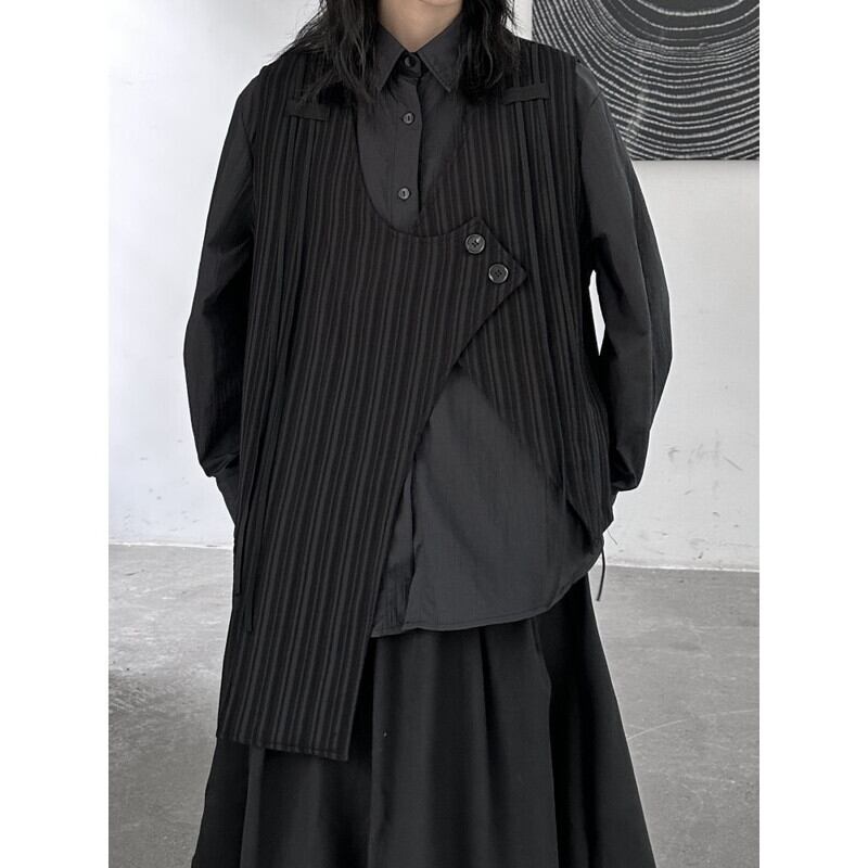 Asymmetry Stripe Vest【TR3240】