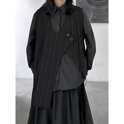 Asymmetry Stripe Vest【TR3240】