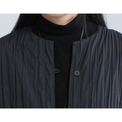 Pleats Round-Neck Jacket【TR3245】
