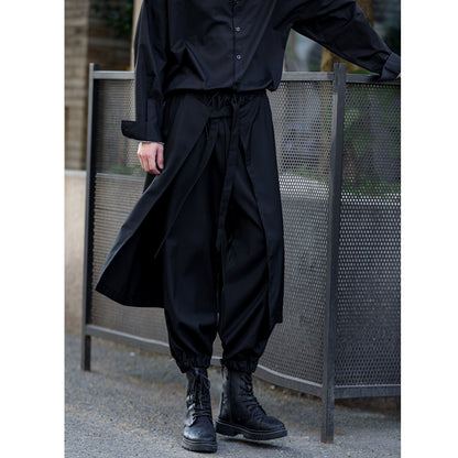 Waist Ribbon Layered-look Pants【TR3278】