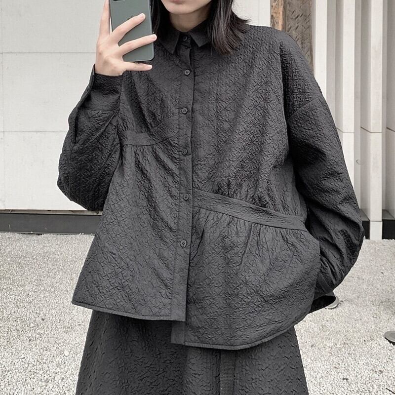 Embroidery Quilting Collared Shirt【TR3116】