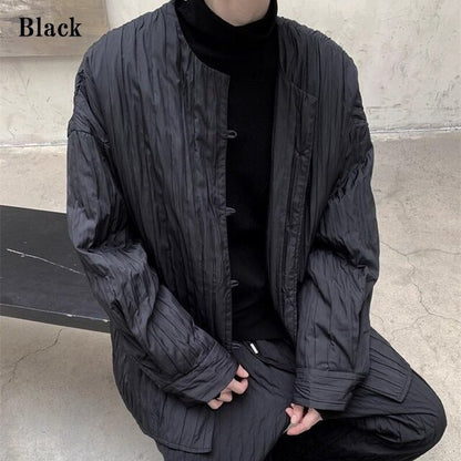 No-Collar Pleats Jacket【TR3101】