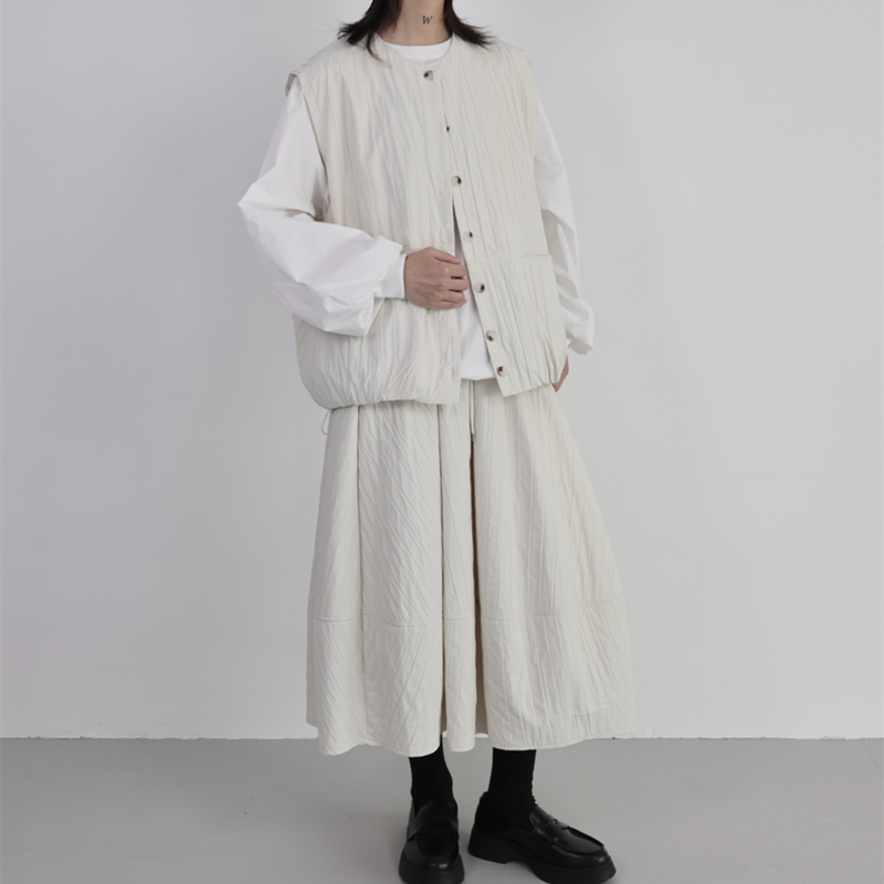 Pleats Simple Pocket Vest【TR3232】