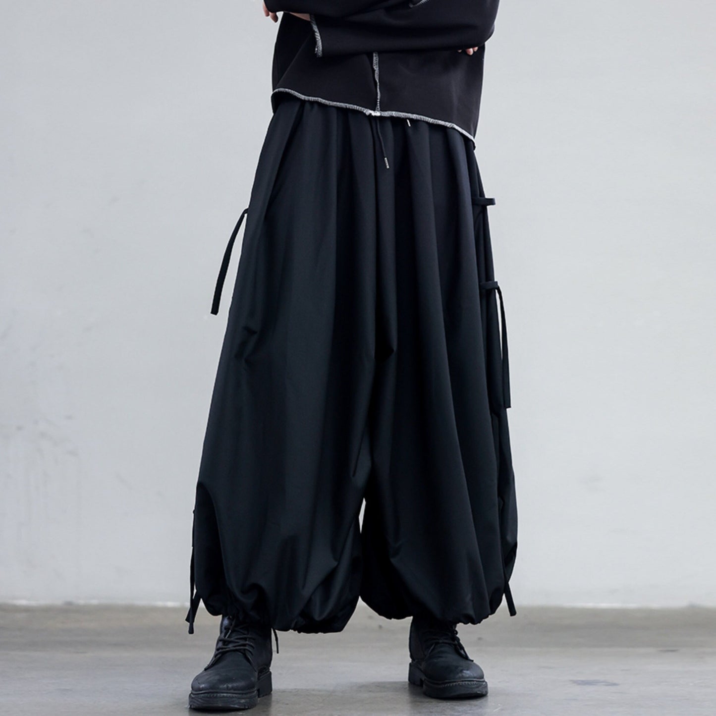 Side Ribbon Wide Jogger Pants【TR3277】