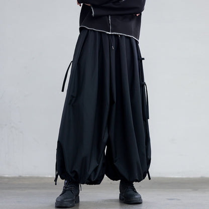 Side Ribbon Wide Jogger Pants【TR3277】