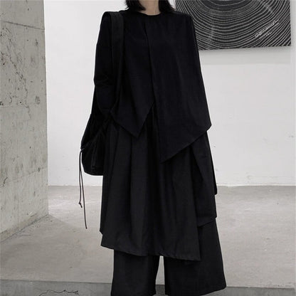Asymmetry No-Collar Collared Shirt【TR3137】