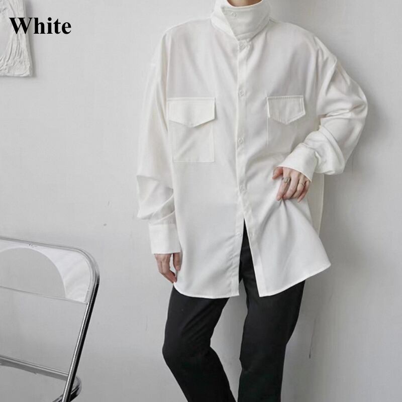 Structured High-Neck Collared Shirt【TR3375】