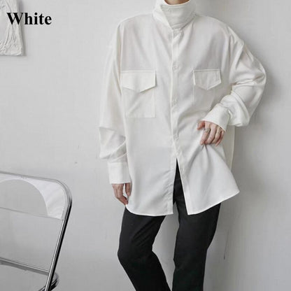 Structured High-Neck Collared Shirt【TR3375】