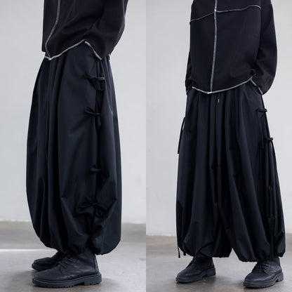 Side Ribbon Wide Jogger Pants【TR3277】