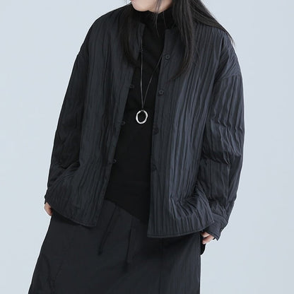 Pleats No-Collar Collared Shirt【TR3113】