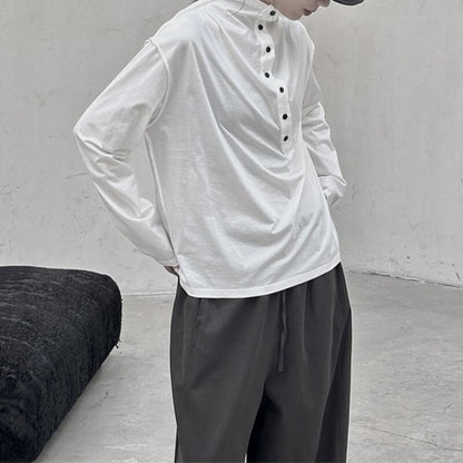 Half-Button Mock-Neck T-Shirt【TR3140】