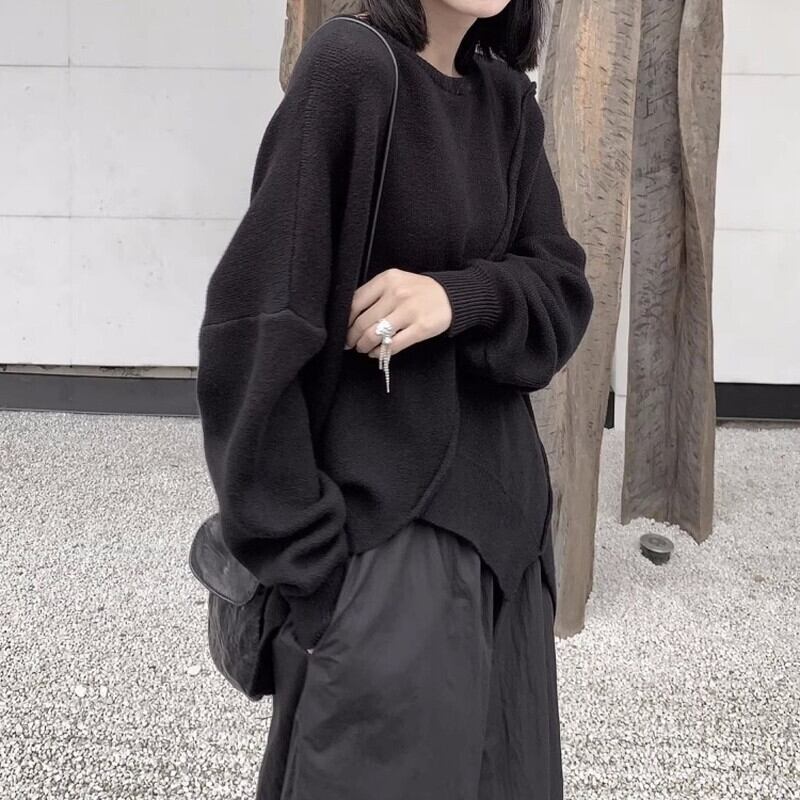 Knit Asymemtry T-Shirt【TR3266】