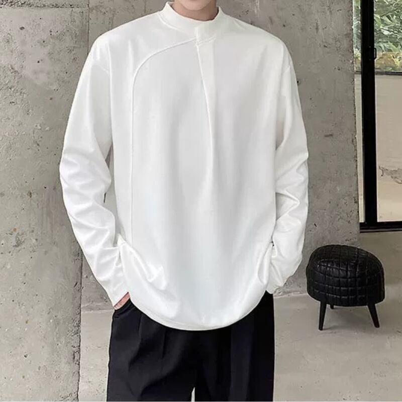 Asymmetric Curved Panel Long T-Shirt【TR3343】