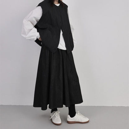 Pleats Simple Pocket Vest【TR3232】