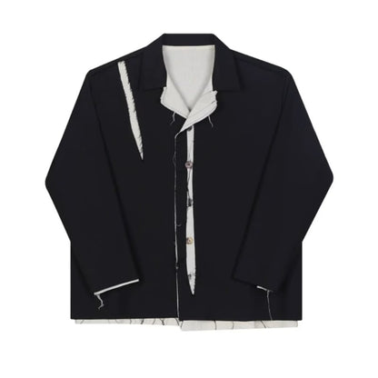 Frayed Contrast Panel Jacket【TR3341】