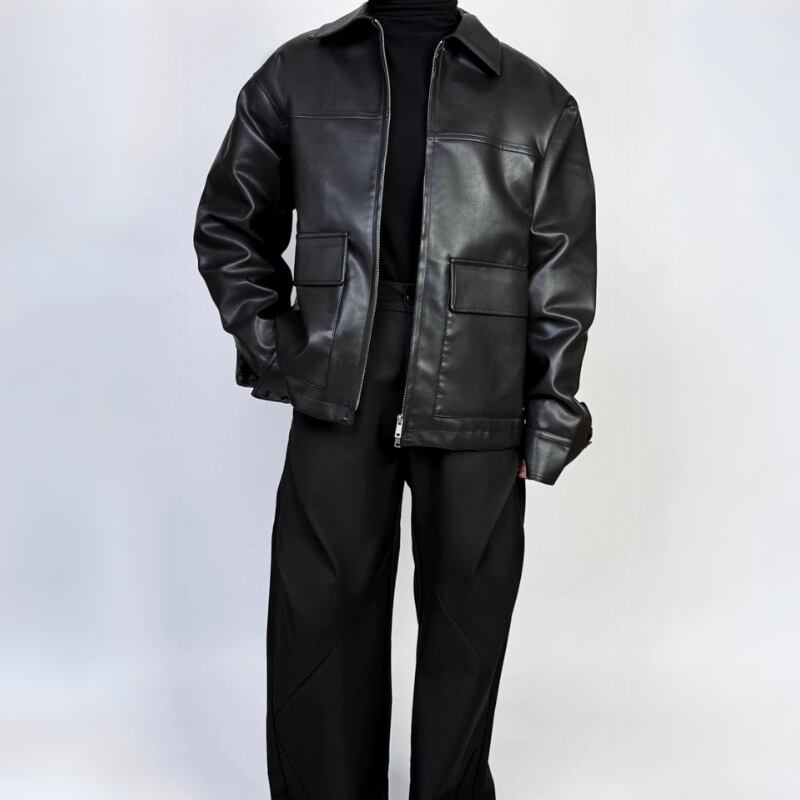 Sleek Quilted Liner Leather Jacket【TR3364】