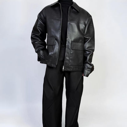 Sleek Quilted Liner Leather Jacket【TR3364】