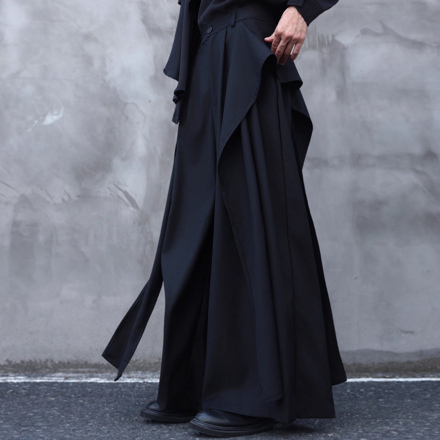 Drape Ribbon Straight Wide Pants【TR3307】
