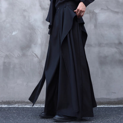 Drape Ribbon Straight Wide Pants【TR3307】