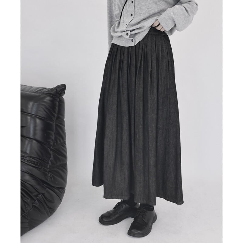 Denim Pleats Skirt【TR3176】