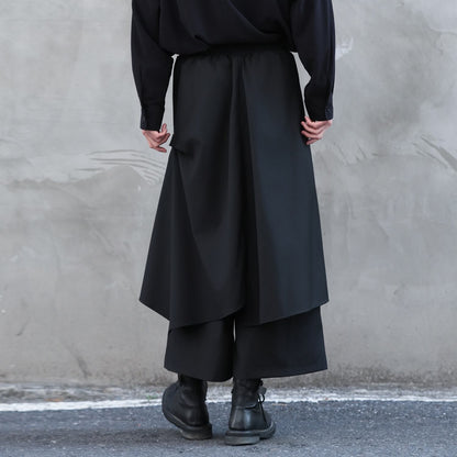 Layered-look Cropped Hakama Pants【TR3274】