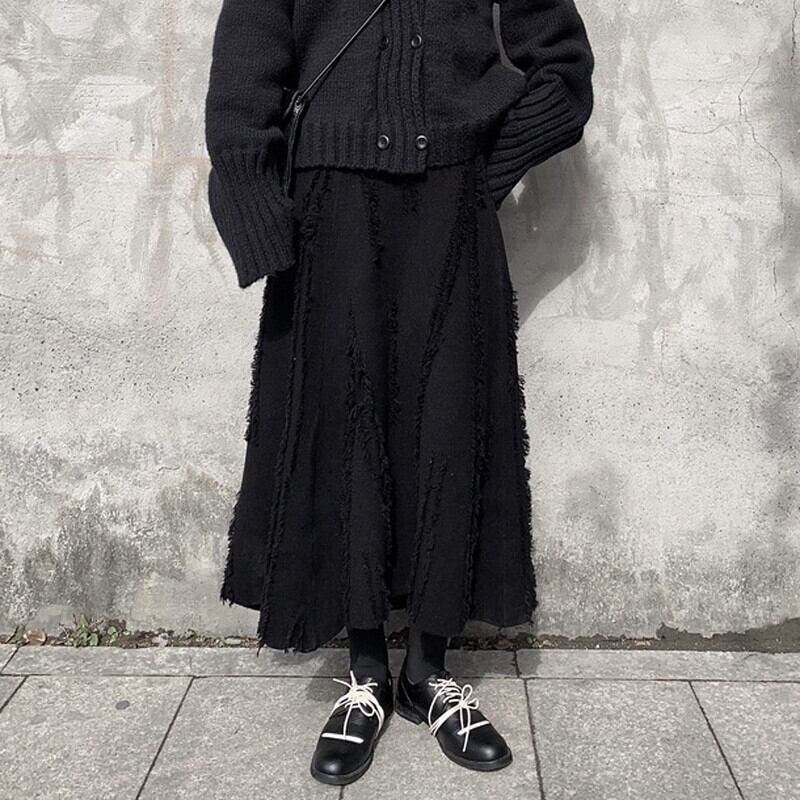 Asymmetry Knit Frill Skirt【TR3160】