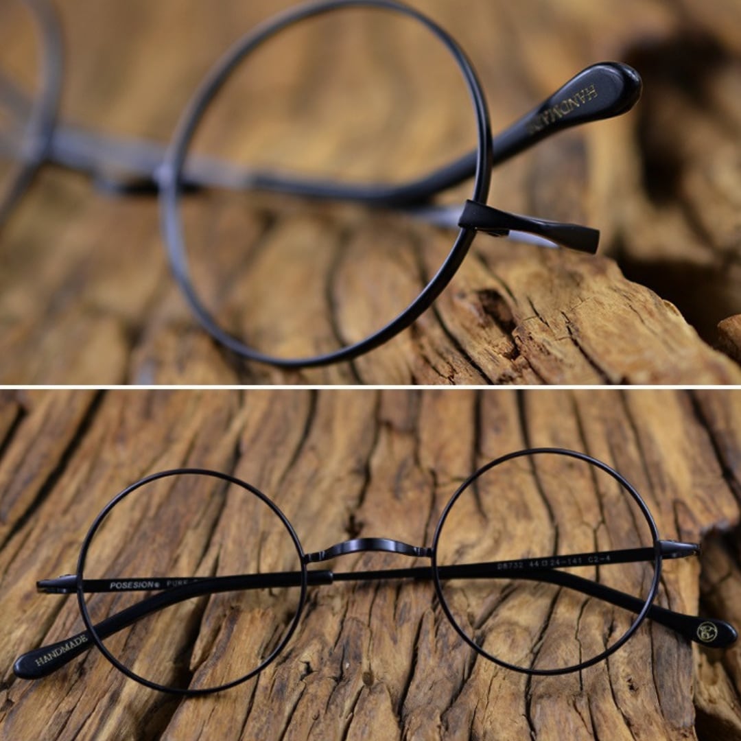 〈Titanium〉Vintage no nose Round Glasses【TR2570】
