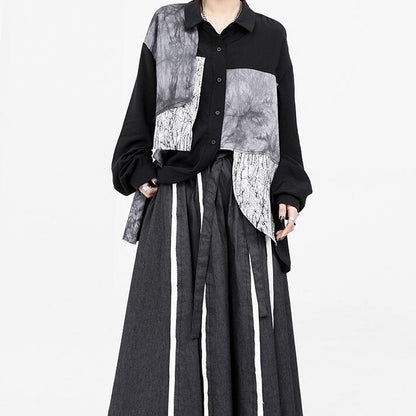 〈Unisex〉Patchwork Nichi Irregular Shirt【TR1324】