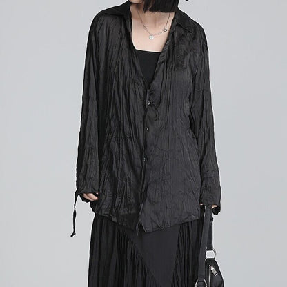 Crinkle Oversize Collared Shirt【TR3125】
