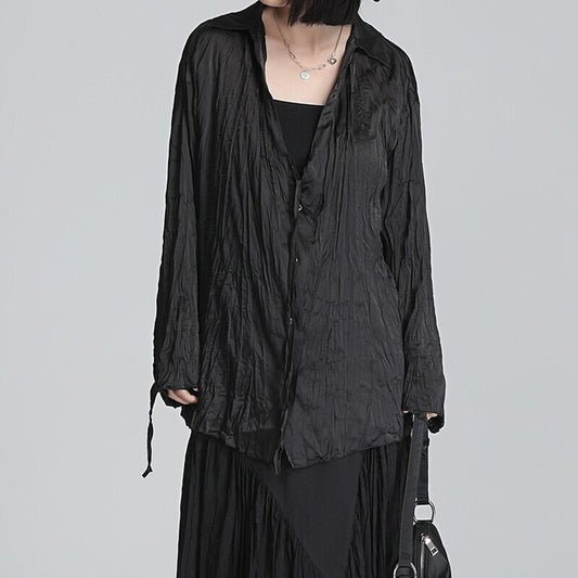 Crinkle Oversize Collared Shirt【TR3125】