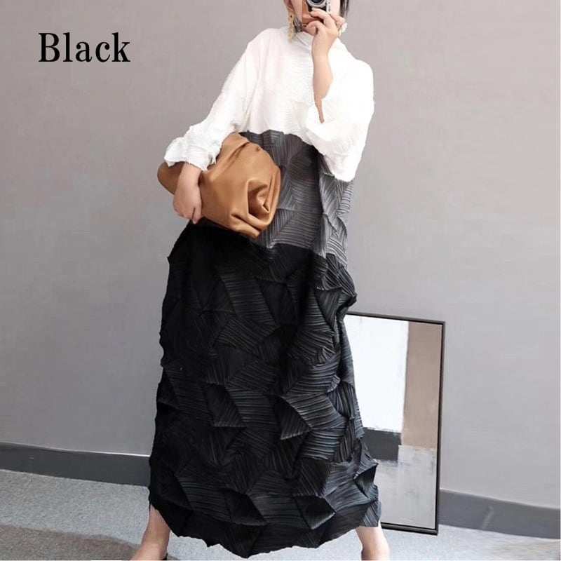 Tricolor Wrinkled All-in-one Dress【TR1454】