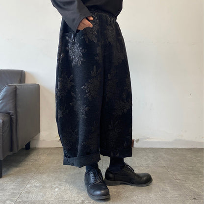 Floral Embroidered Ankle Wide Pants【TR3317】
