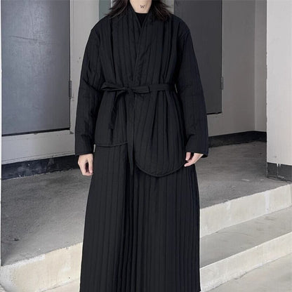 Asymemtry Ribbon Pleats Jacket【TR3255】