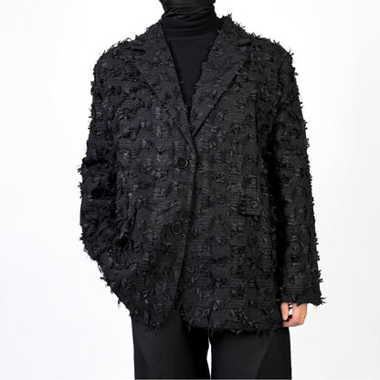 Black Fringe Tailored Jacket【TR3322】