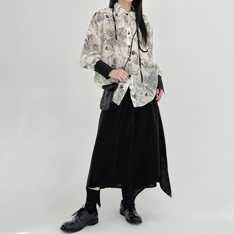 Water-Color Flower Collared Shirt【TR3121】