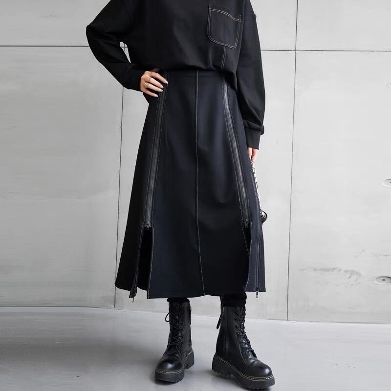 Long Nichi Fastener Skirt【TR1433】