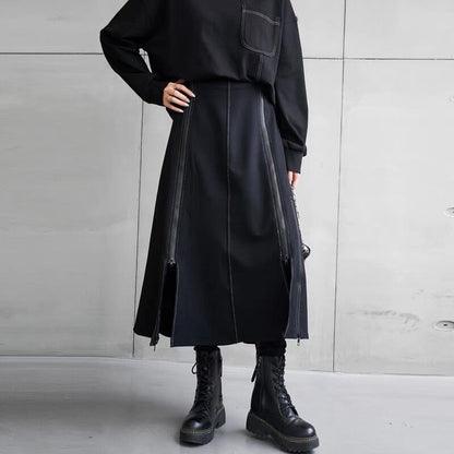 Long Nichi Fastener Skirt【TR1433】