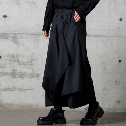 Irregular Hem Layered-look Wide Pants【TR3302】