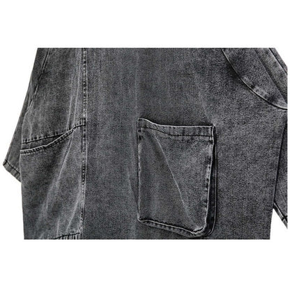 〈Unisex〉Denim Loose High-Neck Shirt【TR3010】
