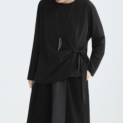 Side-Ribbon Loose T-Shirt【TR3144】