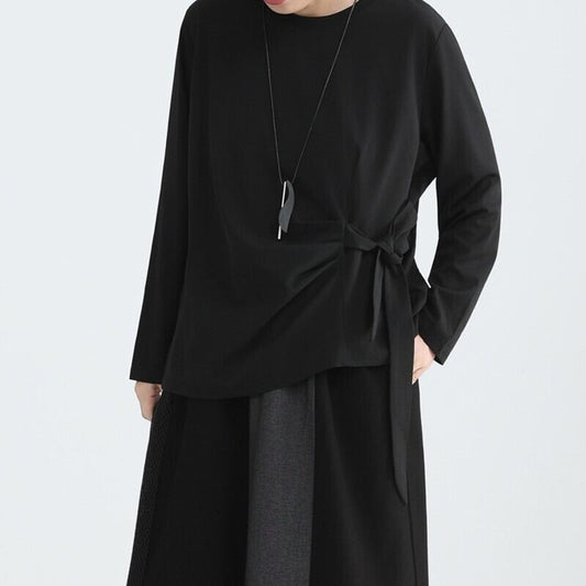 Side-Ribbon Loose T-Shirt【TR3144】