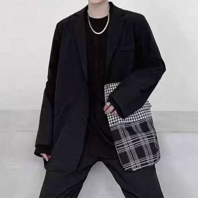 Patchwork Contrast Tailored Jacket【TR3349】